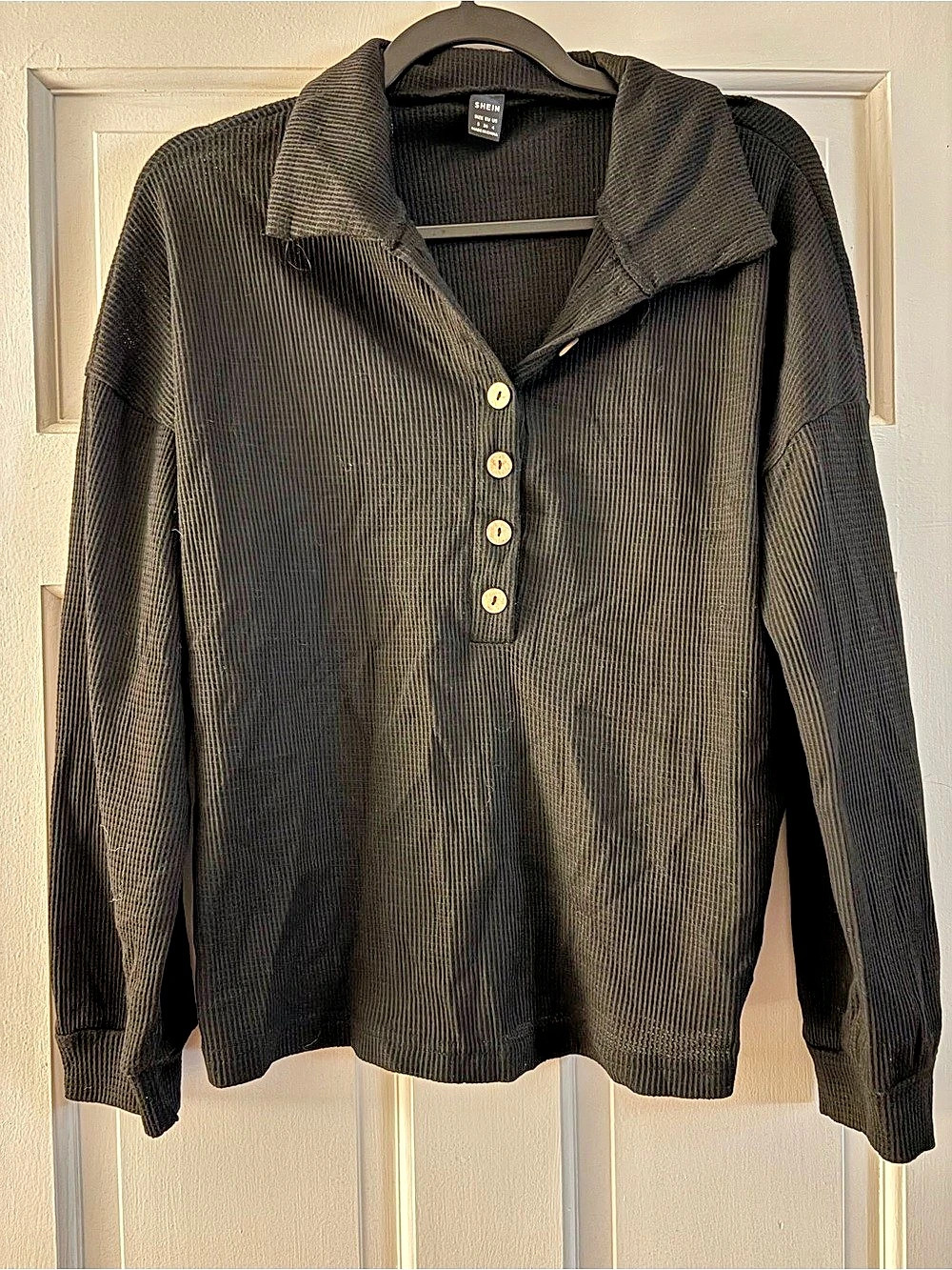 SHEIN Ribbed Collared Long Sleeve Tunic Size small